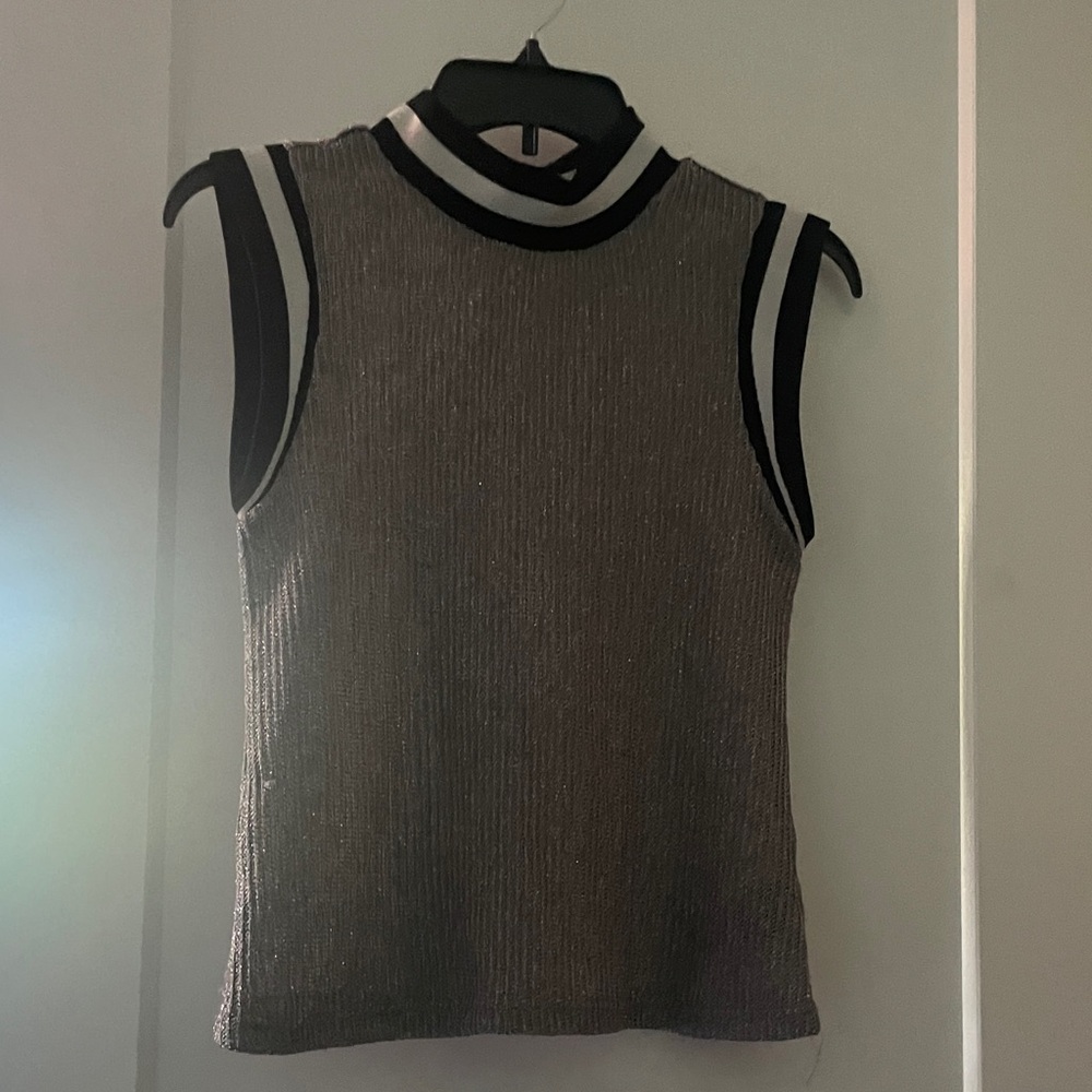 Sleeveless Metallic Mesh Top